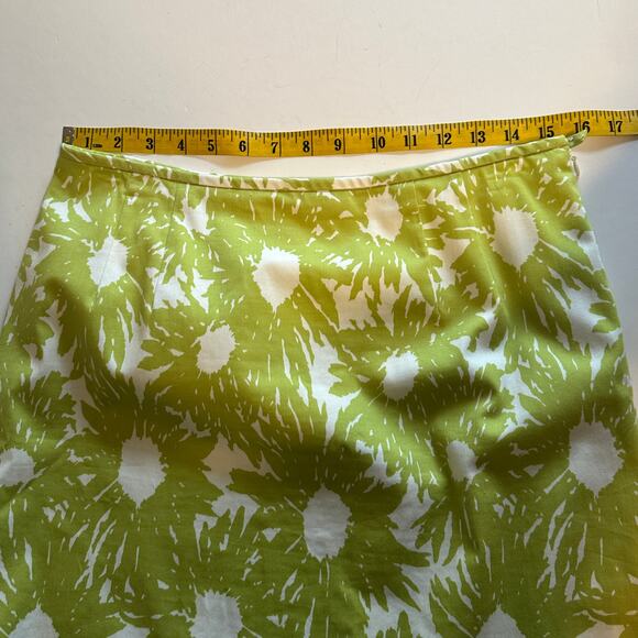 Talbots Floral Stretch Skirt Womens Size 10P Green White Cotton Career Office - Picture 5 of 9